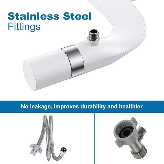 Toilet Bidet Attachment Non-Electric Dual Nozzle – Self-Cleaning Frontal & Rear Wash, Adjustable Water Pressure, Fresh Cold Water Sprayer, Ultra-Slim Easy to Install, Toilet Seat Attachment, Chrome - ModernBath