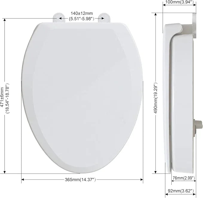 CYRRET 3 Inch Elevated Toilet Seat Riser, Raised Toilet Seat Enlongated Bowl (18.5") for Elderly and Seniors, Durable Plastic, Slow Close, Safety Bathroom Assist Device, Easy Installation, White - ModernBath