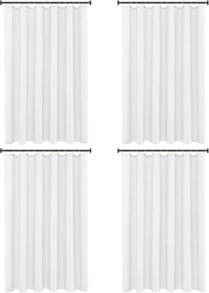 Biscaynebay Fabric Shower Curtain Liner 72x72 Inch-4 Packs White Water Resistant Bathroom Curtains-Hotel Soild Polyester Shower Liners Washable with Magnets - ModernBath
