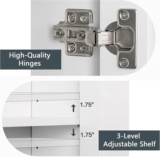 Over The Toilet Storage Cabinet, Over The Toilet Cabinet Bathroom with Adjustable Shelf and Double Door, Over The Toilet Storage for Bathroom Over The Toilet Organizer, White - ModernBath