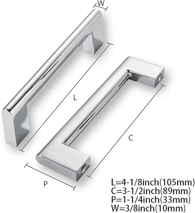 khtumeware 3-1/2 Inch Hole Center 2-Pack,Polished Chrome Heavy Duty Soild Cabinet Pulls,Kitchen Drawer Handle, Hardware for Bathroom, Drawer, Cabinet, Door Cabinet - ModernBath
