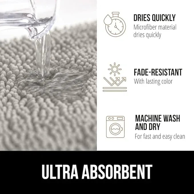 GORILLA GRIP Bathroom Rug Sets, Soft Chenille 2 Piece Area Rugs Set, Toilet Base Mat and 30x20 Carpet, Absorbent Microfiber Washable Mats Dry Quickly, Home Décor and Bath Room Accessories, Light Gray - ModernBath