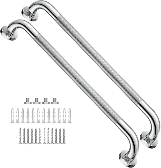 2 Pack 24 Inch Anti Slip Shower Grab Bar 1.25" Diameter,Munzong Stainless Steel Bathroom Grab Bar,Knurled Bathroom Balance Bar,Safety Handrail Support,Handicap Injury Elderly Senior Assist Bath Handle - ModernBath