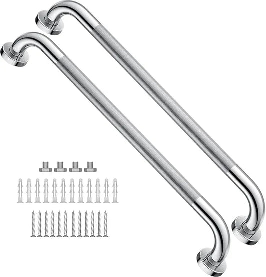 2 Pack 24 Inch Anti Slip Shower Grab Bar 1.25" Diameter,Munzong Stainless Steel Bathroom Grab Bar,Knurled Bathroom Balance Bar,Safety Handrail Support,Handicap Injury Elderly Senior Assist Bath Handle - ModernBath