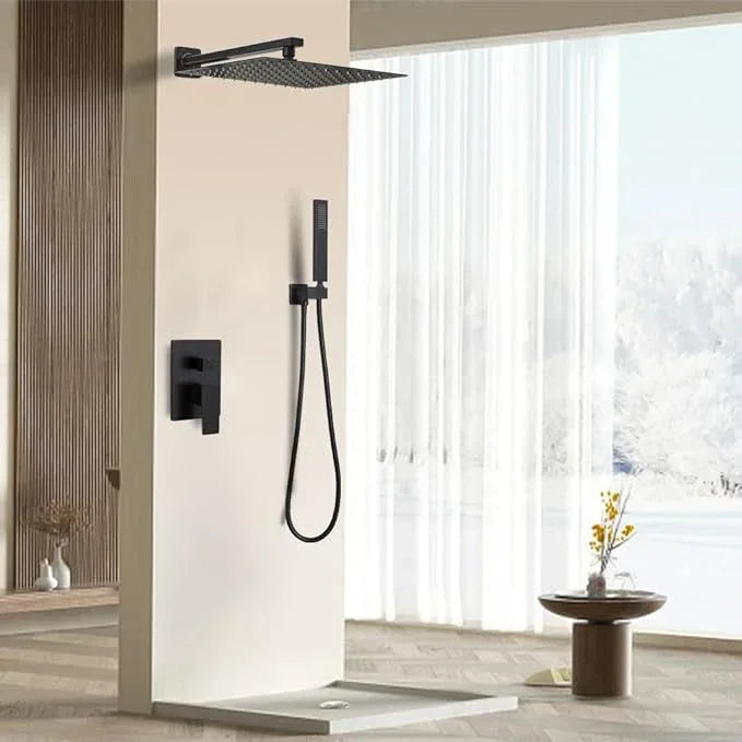 JingGang Oil Rubbed Bronze Shower System 16 Inch Bathroom Rain Mixer Shower Combo Set Wall Mounted Rainfall Shower Head and Handheld System Shower Faucet Set Rough-in Valve Body and Trim Kit - ModernBath