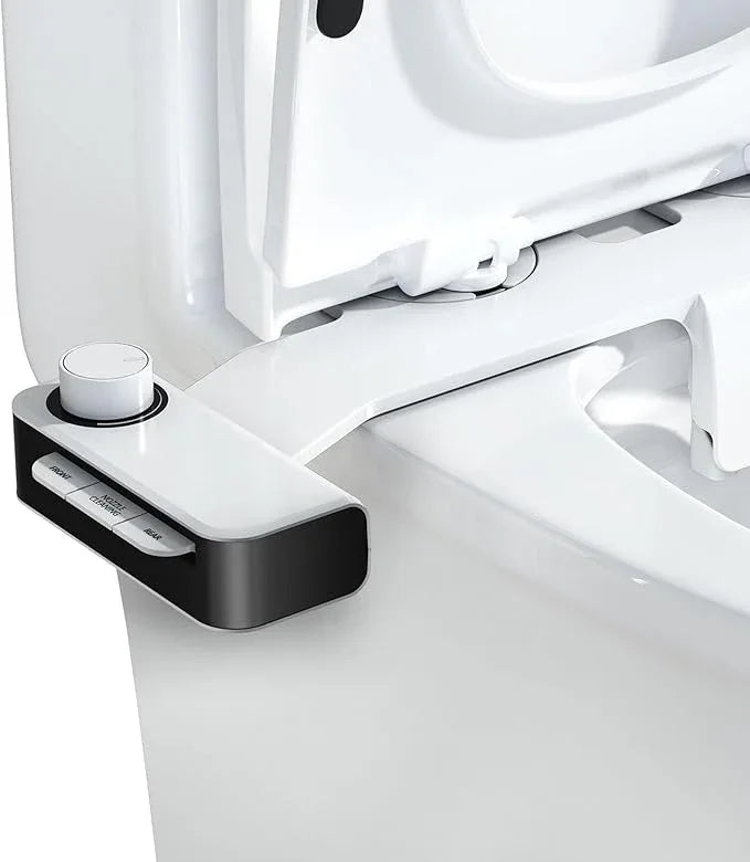 Hinmood Ultra-Slim Bidet Attachment for Toilet Dual Nozzles Feminine & Rear Wash Bidet Toilet Seat Attachment Non Electric Self Cleaning Adjustable Water Pressure, Rear Wash (KB001) - ModernBath