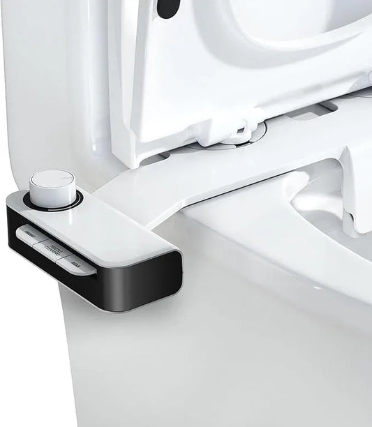 Hinmood Ultra-Slim Bidet Attachment for Toilet Dual Nozzles Feminine & Rear Wash Bidet Toilet Seat Attachment Non Electric Self Cleaning Adjustable Water Pressure, Rear Wash (KB001) - ModernBath
