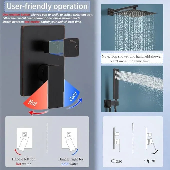 YCAIKOI Shower Faucet Set 16 Inch Wall Mount Rain Shower System, All Metal Shower Fixtures - Oil Rubbed Bronze - ModernBath