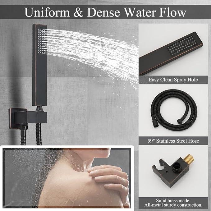 YCAIKOI Shower Faucet Set 16 Inch Wall Mount Rain Shower System, All Metal Shower Fixtures - Oil Rubbed Bronze - ModernBath