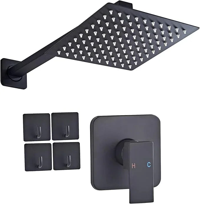 Shower Faucet Set Matte Black Complete Shower System with 8 Inches Rain Shower Head Bathroom Rain Shower Faucet Set Rainfall Shower System with Shower Valve - ModernBath