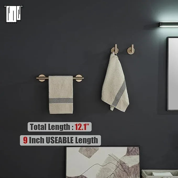 JQK Champagne Bronze Towel Bar, 12 Inch 304 Stainless Steel Thicken 0.8mm Towel Rack Bathroom, Towel Holder Wall Mount, Useable Length 9 Inch, TB110L9-CB - ModernBath