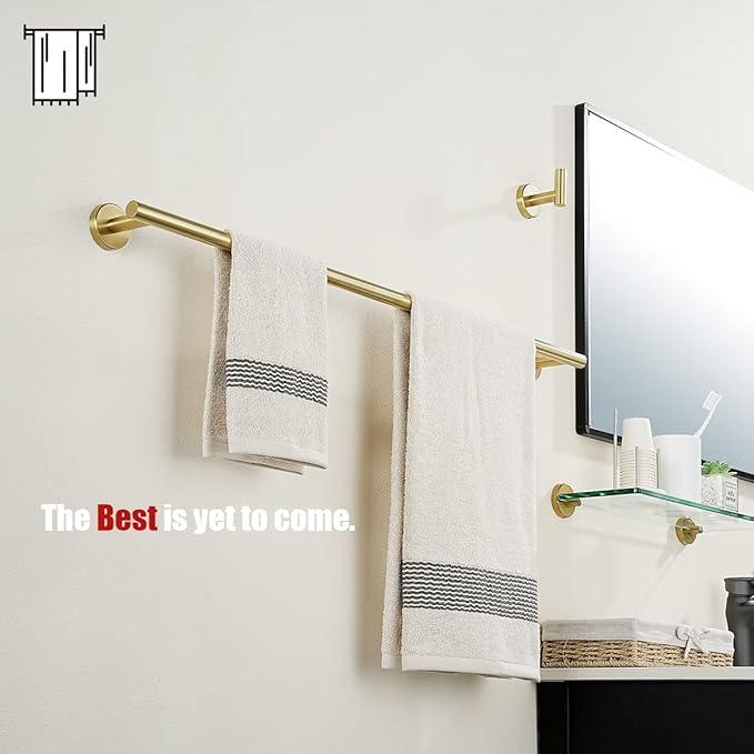JQK Gold Towel Bar, 30 Inch 304 Stainless Steel Thicken 0.8mm Towel Rack Bathroom, Towel Holder Brushed Golden Wall Mount, Useable Length 27 Inch, TB110L27-BG - ModernBath
