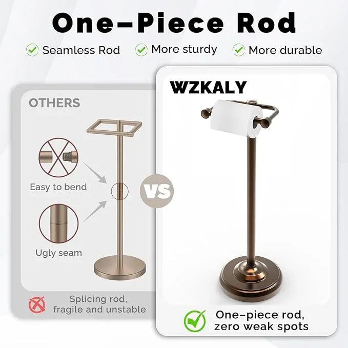 Toilet Paper Holder Stand, Bronze Toilet Paper Holder Free Standing, Post Pivoting Design & Stable Weighted Base SUS304 Stainless Steel for Bathroom (Mega Roll) - ModernBath