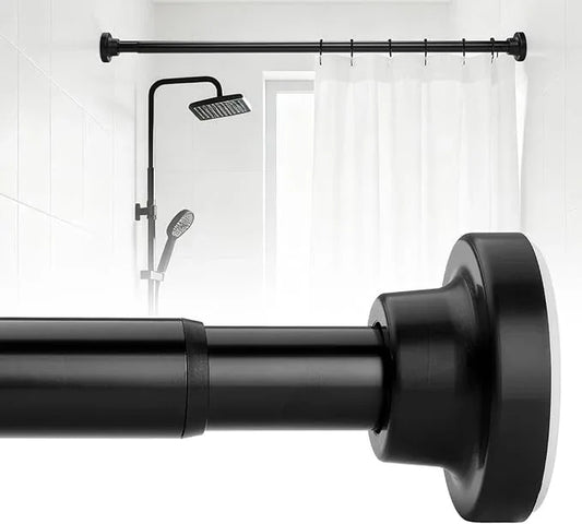 SILKVERSE Adjustable Black Shower Curtain Rods 17-51 Inch, No Drill Anti-Rust Non-Slip Heavy Duty Spring Tension Shower Rod, 1" Diameter Drapery Telescoping Curtain Rods for Bathroom - ModernBath