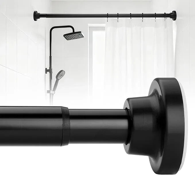 SILKVERSE Adjustable Black Shower Curtain Rods 17-35 Inch, No Drill Anti-Rust Non-Slip Heavy Duty Spring Tension Shower Rod, 1" Diameter Drapery Telescoping Curtain Rods for Bathroom - ModernBath