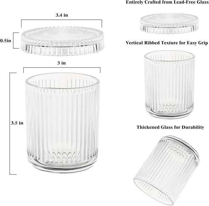 rejomiik Glass Qtip Holder Dispenser 2 Pack, Bathroom Canister Apothecary Jars with Lids, Vanity Makeup Accessories Storage Organizer for Cotton Swabs, Cotton Balls, Pads, Floss Picks, Clear - ModernBath