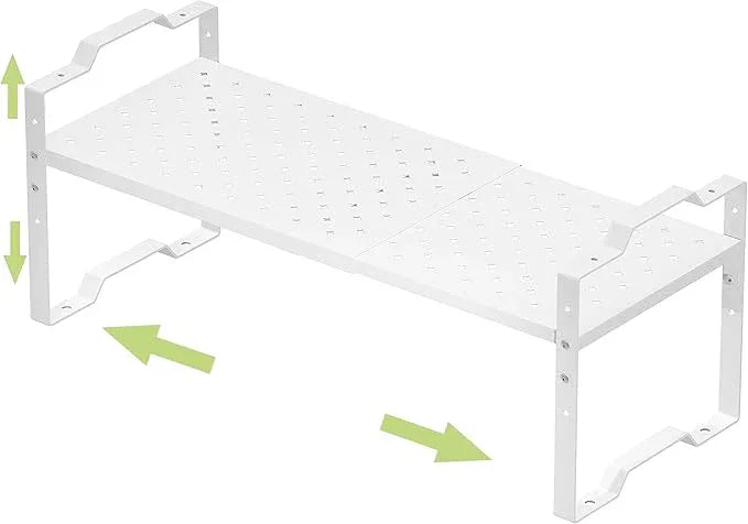 Jojocross Expandable Shelf for Cabinet Organizer Adjustable Stackable Spice Rack at Kitchen and Bathroom More, Counter Countertop Cupboard Organization Pantry Storage (1 Pack/White, Large) - ModernBath