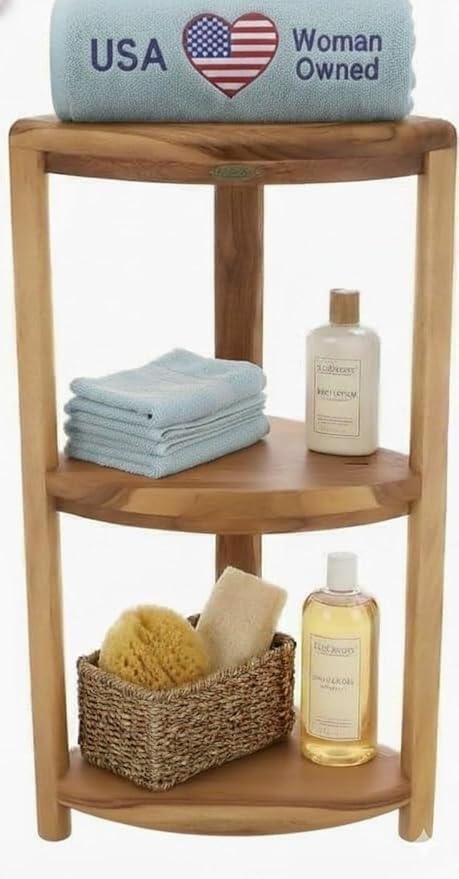 EcoDecors 3-Tier Shelf Waterproof Teak Wood Shower Shelf for Inside Shower Provides Storage, and Organization for Bathroom Accessories - ModernBath