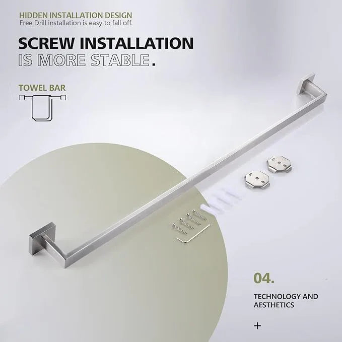 KOKOSIRI 36-Inch Single Towel Bar, Bathroom Kitchen Towel Holder, Wall Mounted SUS304 Stainless Steel Towel Rack, Brushed Nickel, B4003BR-L36 - ModernBath