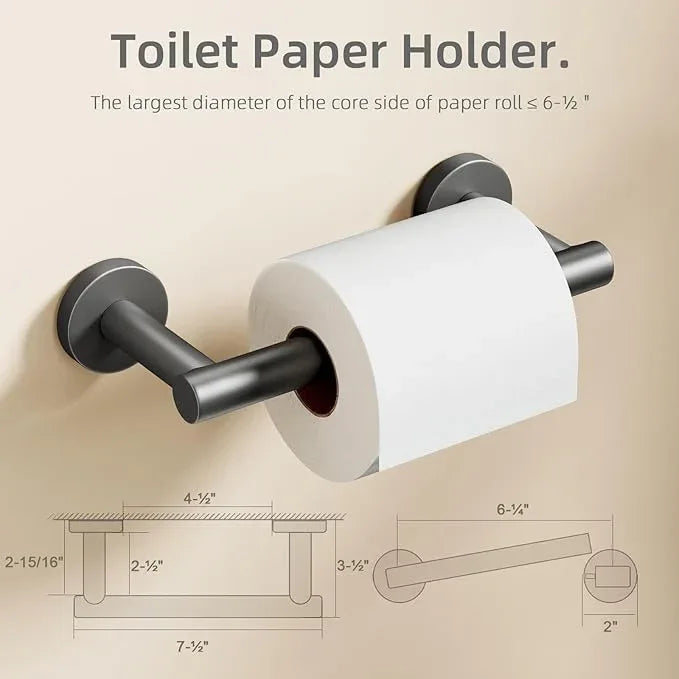 Gray Toilet Paper Holder Wall Mount, Dark Grey Bathroom Toilet Paper Holder for SUS 304 Stainless Steel, Double Post Pivoting Toilet Paper Roll Holder for Bathroom RV Paper Towels for TP - ModernBath