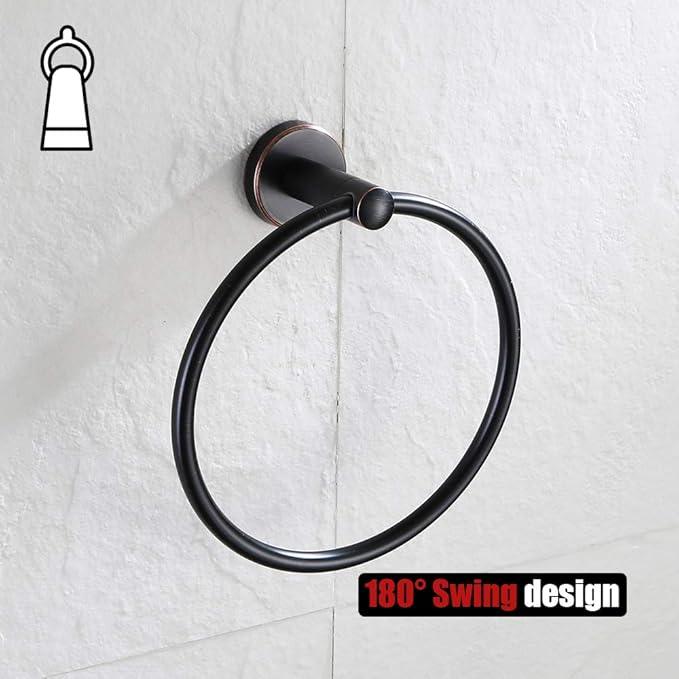 JQK Towel Ring Oil Rubbed Bronze, Stainless Steel Hand Towel Holder for Bathroom, ORB Wall Mount, TR130-ORB - ModernBath