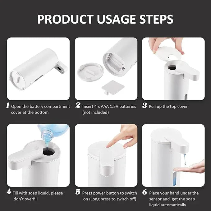 Automatic Soap Dispenser, Automatic Soap Dispenser Touchless, Kitchen & Bathroom, 3 Adjustable Volume for Liquid Soap, Water-Resistant, Hotel, Restaurant and School, Clog-Free, White - ModernBath