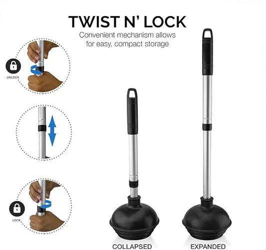 NEIKO 60168A Toilet Plunger Set, 4 Piece, Bonus Mini Sink & Drain Plunger, Toilet Bowl Brush & Caddy, Patented All-Angle Design, Telescopic Aluminum Handle, Bathroom Toilet Brush and Plunger Set - ModernBath