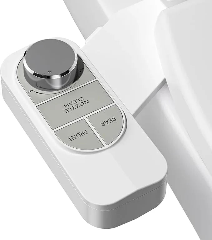 SAMODRA Non-Electric Bidet - Self Cleaning Dual Nozzle (Frontal and Rear Wash) Fresh Water Bidet Toilet Seat Attachment with Independent Adjustable Water Pressure (Pebble Gray) - ModernBath