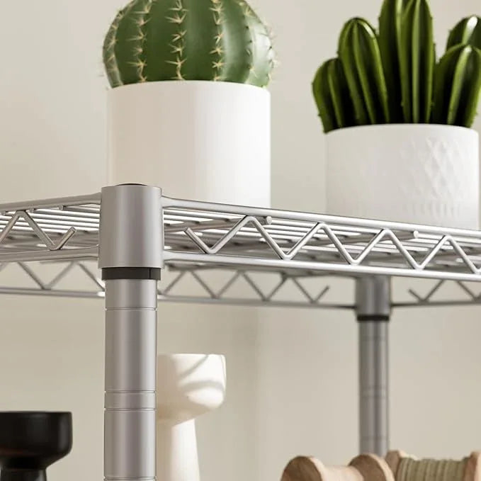 5 tire Shelves Storage Wire Shelving Unit Metal Shelf Adjustable Organizers Storage Shelving with Wheels for Bathroom Laundry Room Kitchen Pantry12”D x 22”W x 69”H Silver - ModernBath