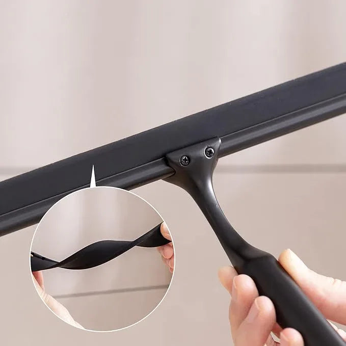 Ettori Shower Squeegee for Glass Doors, Squeegee for Shower Glass Door, Window and Car Glass, Mirrors - All-Purpose Stainless Steel Squeegee, 10 Inches and Black - ModernBath