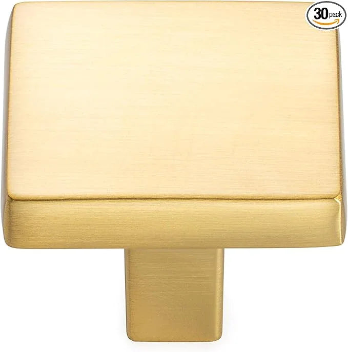 KOOFIZO 30 Pack Brushed Gold Cabinet Knobs Gold Drawer Knobs K03 Square Single Hole Cabinet Pulls for Cabinets Drawer Dresser Cupboard Bedroom Closet Bathroom Vanity - ModernBath