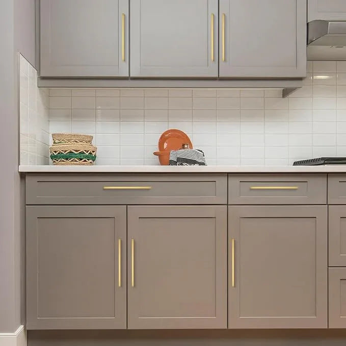Ravinte 30 Pack 10 Inch Solid Square Cabinet Pulls - Brushed Brass Handles for Kitchen Cabinets & Drawers - ModernBath
