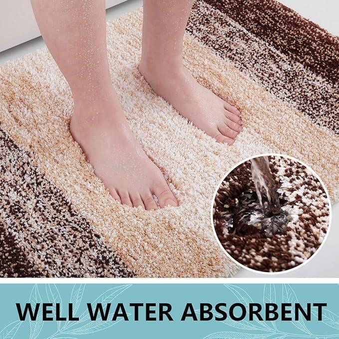 Arotive Microfiber Bathroom Rugs, Shaggy Soft and Absorbent Bath Rug, Non-Slip, Thick Plush Machine Washable Dry Bath Mats for Bathroom, Tub and Shower, 40x32, Brown, Rectangular - ModernBath