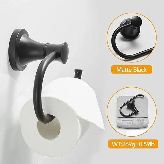 BESy Matte Black Toilet Tissue Paper Holder Matte Black Bathroom Accessories Toilet roll Paper Hanger, Wall Mounted, Rustproof - ModernBath