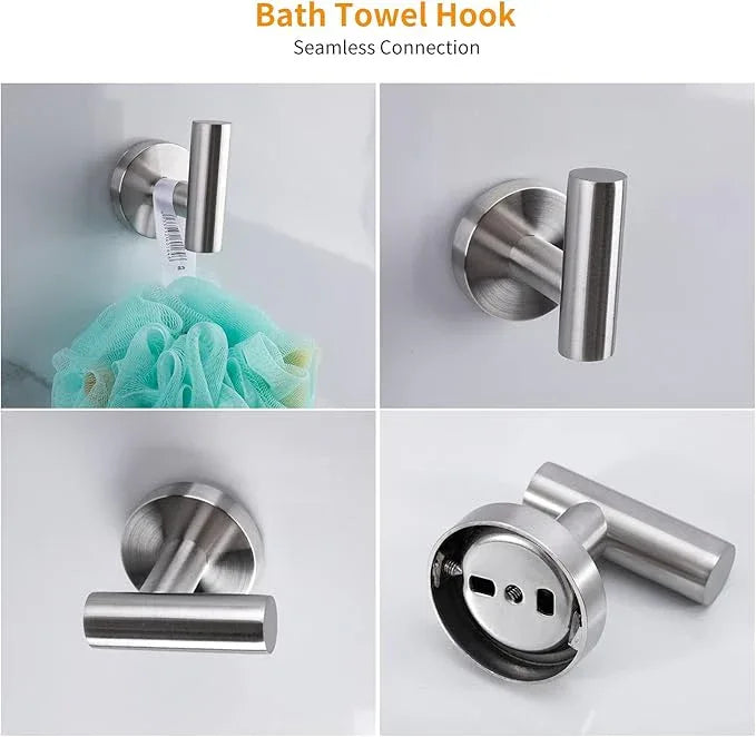 Cilee 8 Piece Brushed Nickel Bathroom Hardware Set, 24inch Bathroom Towel bar+Towel Ring+Toilet Paper Holder+ Robe Towel Hook, SUS304 Stainless Steel Bathroom Accessory Set - ModernBath