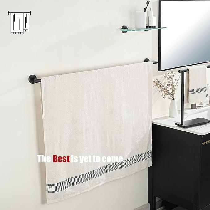 JQK Bath Towel Bar Black, 39 Inch 304 Stainless Steel Thicken 1mm Single Towel Rack for Bathroom, Towel Holder Wall Mount, Useable Length 36 Inch, TB110L36-PB - ModernBath