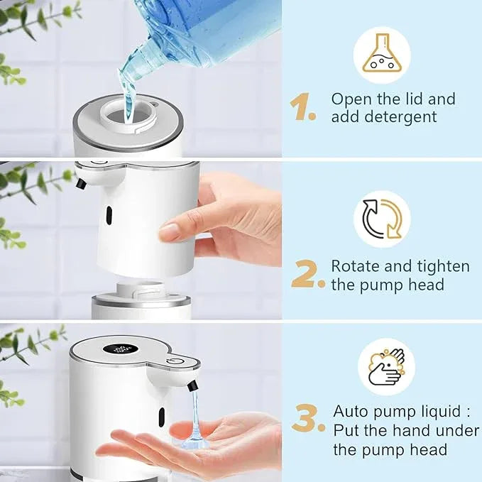 Automatic Liquid Soap Dispenser,6 Level Adjustable Liquid, Wall Mount Soap Dispenser,USB Rechargeable with LED Display,12.8oz/ 380ml Touchless Hand & Dish Dispenser for Bathroom, Kitchen - ModernBath