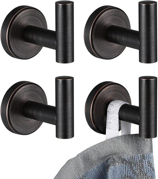 JQK Bathroom Towel Hook Oil Rubbed Bronze, 304 Stainless Steel 0.8mm Coat Robe Clothes Hook for Bathroom Kitchen Garage Wall Mounted (Pack of 4), TH100-ORB-P4 - ModernBath