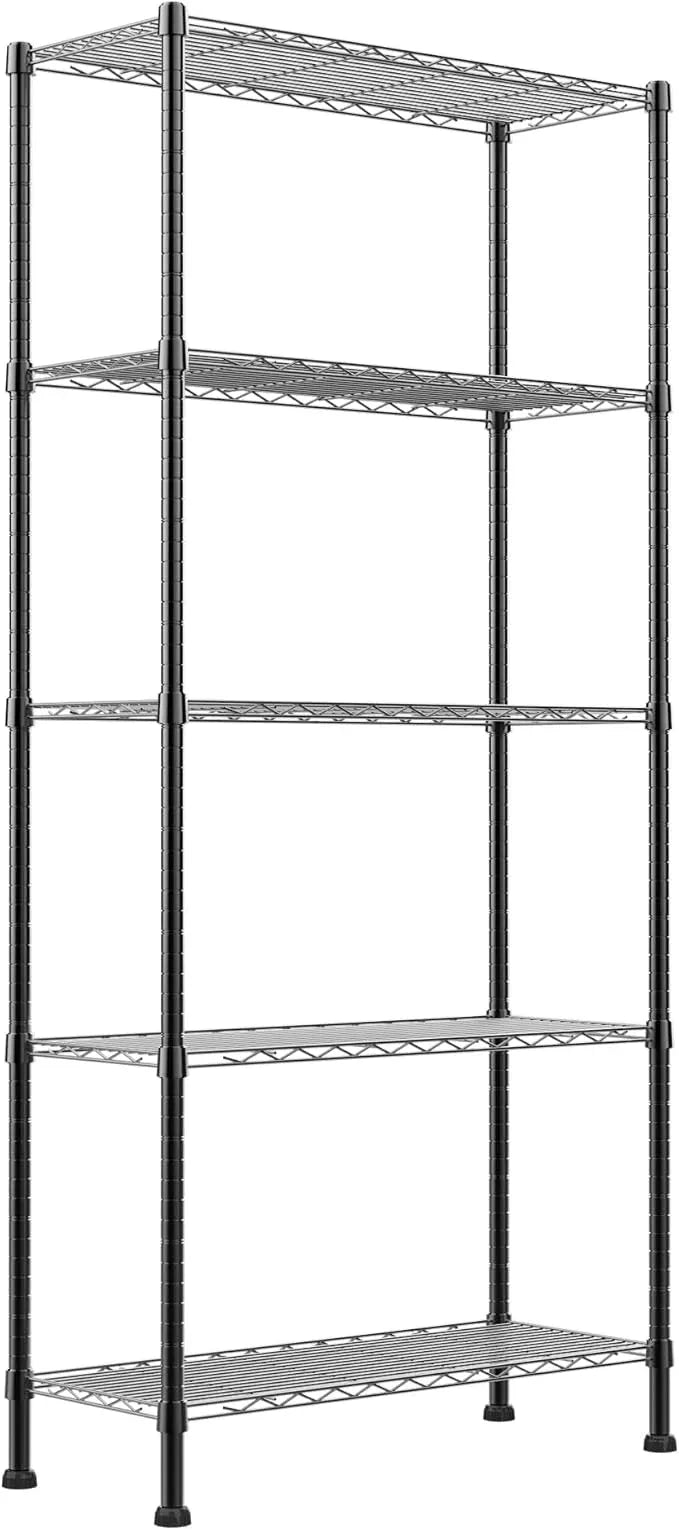 REGILLER 5-Wire Shelving Metal Storage Rack Adjustable Shelves,Standing Storage Shelf Units for Laundry Bathroom Kitchen Pantry Closet(Black,14.1" D x 30" W x 79" H) - ModernBath