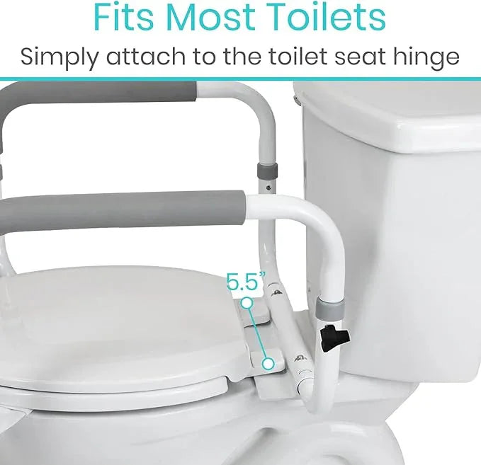 Vive Toilet Safety Rail - Adjustable Grab Bar - Compact Support Frame with Handrail for Bathroom Toilet Seat - Easy Installation for Handicap Senior Bariatrics, Elderly Balance - Padded Hand Armrest - ModernBath
