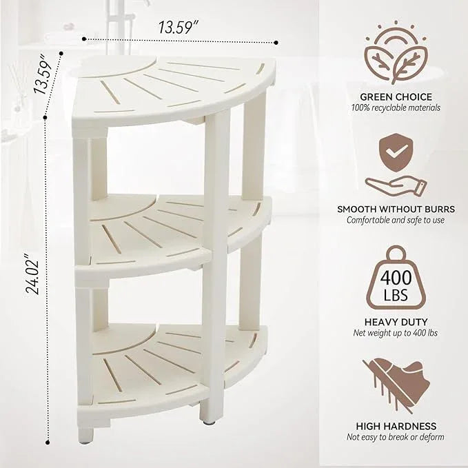 Shower Bench, Corner Shower Stool for Inside Shower and Shaving Legs, Waterproof HDPE Shower Chair Seat with Storage Shelf for Bathroom Non-Slip - ModernBath