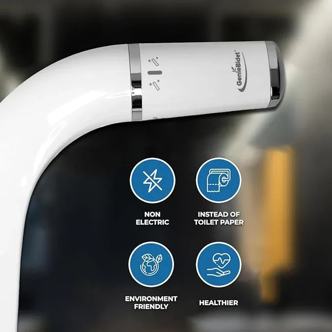 GenieBidet Bidet Attachment for Toilet - Ultra-Slim Left Handed Hygienic Bidet Attachment For Existing Toilets - Bidet Toilet Seat Attachment with Pressure Controls - Travel Bidet Included - ModernBath