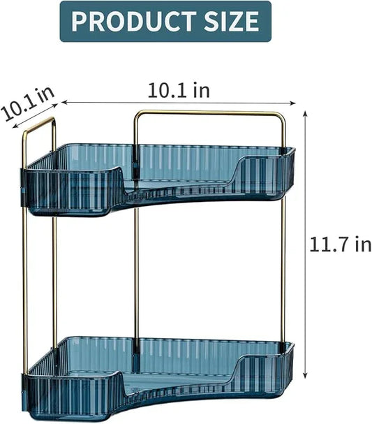 Weidace Corner Bathroom Counter Organizer Bathroom Countertop Shelf Makeup Organizer for Vanity Perfume Tray for Corner Storage (2 Tiers, Blue) - ModernBath