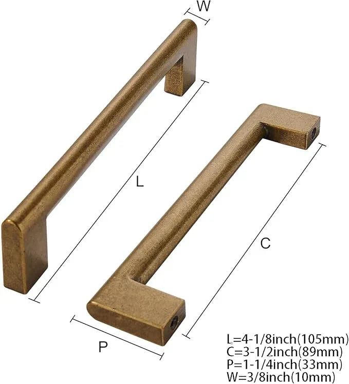 khtumeware 3-1/2 Inch Hole Center 2-Pack,Antique Brass Heavy Duty Soild Cabinet Pulls,Kitchen Drawer Handle, Hardware for Bathroom, Drawer, Cabinet, Door Cabinet - ModernBath
