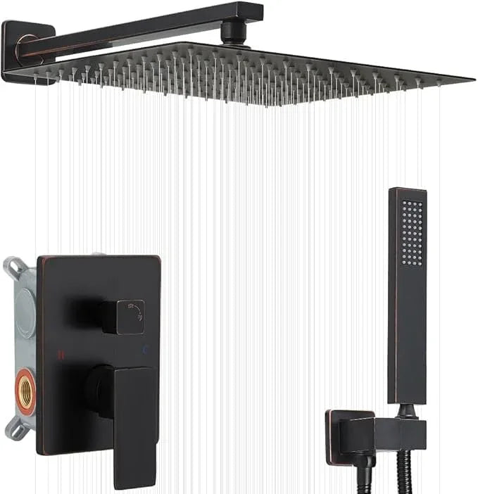 YCAIKOI Shower Faucet Set 16 Inch Wall Mount Rain Shower System, All Metal Shower Fixtures - Oil Rubbed Bronze - ModernBath