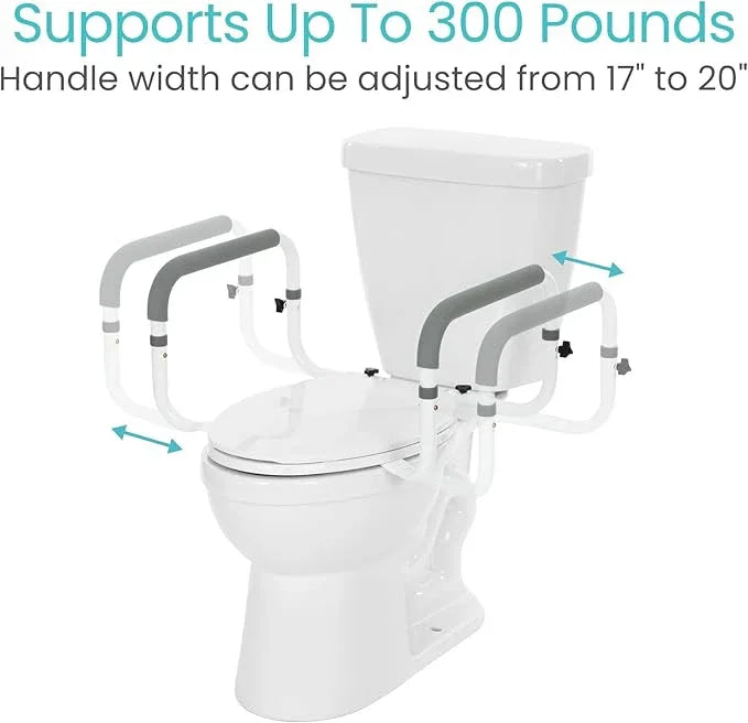 Vive Toilet Safety Rail - Adjustable Grab Bar - Compact Support Frame with Handrail for Bathroom Toilet Seat - Easy Installation for Handicap Senior Bariatrics, Elderly Balance - Padded Hand Armrest - ModernBath