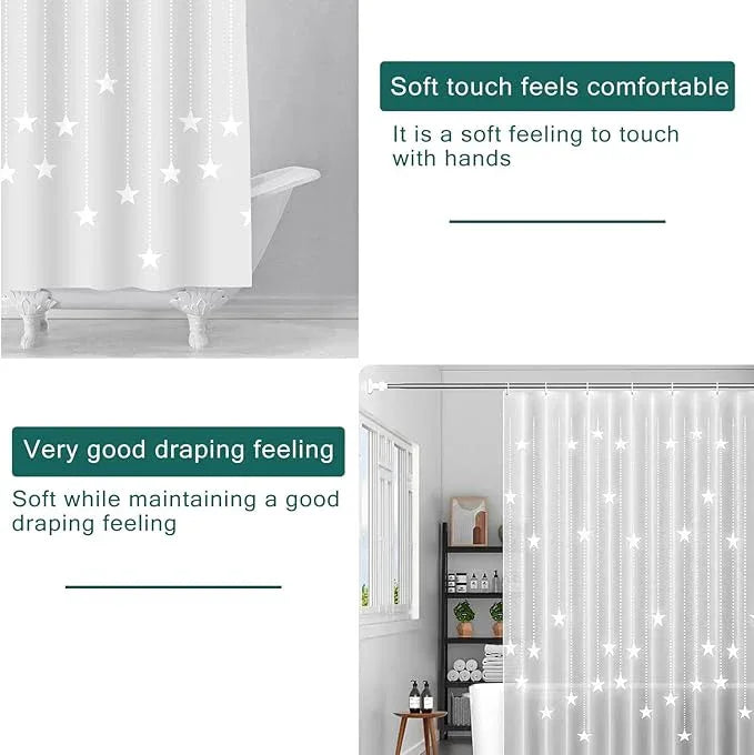 LQFMEHOT Peva Shower Curtain Liner,White Pentagram 5G Shower Liners with 12 Rustproof Metal Grommets and Weighted Magnets, Waterproof Duty Shower Curtains for Shower Bathroom 72 x 72 - ModernBath