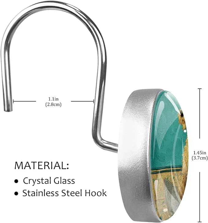 Dog on The Toilet Shower Curtain Hooks 12Pcs, Decorative Rust Resistant Shower Rings for Shower Curtain Rods, Stainless Steel Round Curtain Hooks for Bathroom, Bedroom, Farmhouse - ModernBath