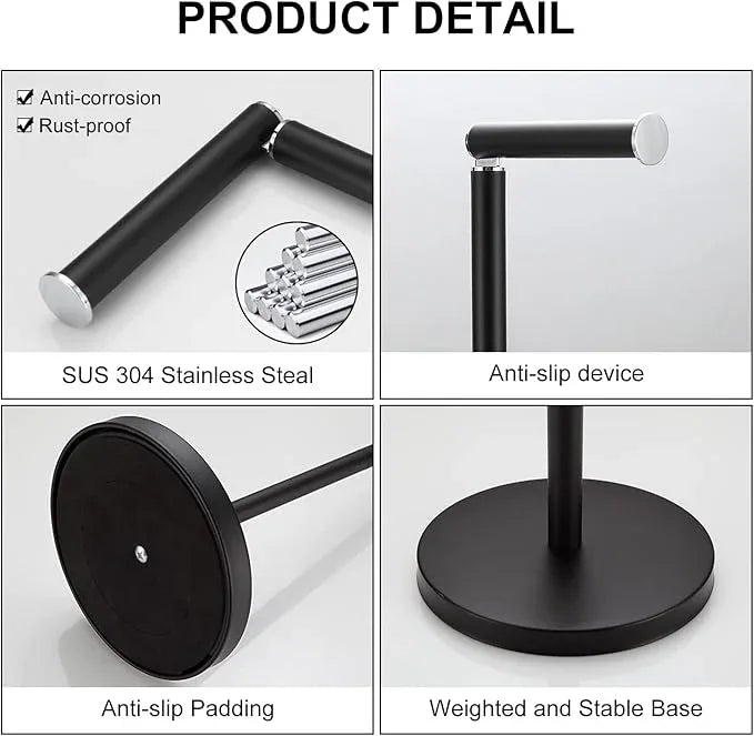 BGL Freestanding Toilet Paper Holder Black Matte, Tissue Holder with Reserve Storage Paper Rolls, Toilet Paper Holder On Floor - ModernBath