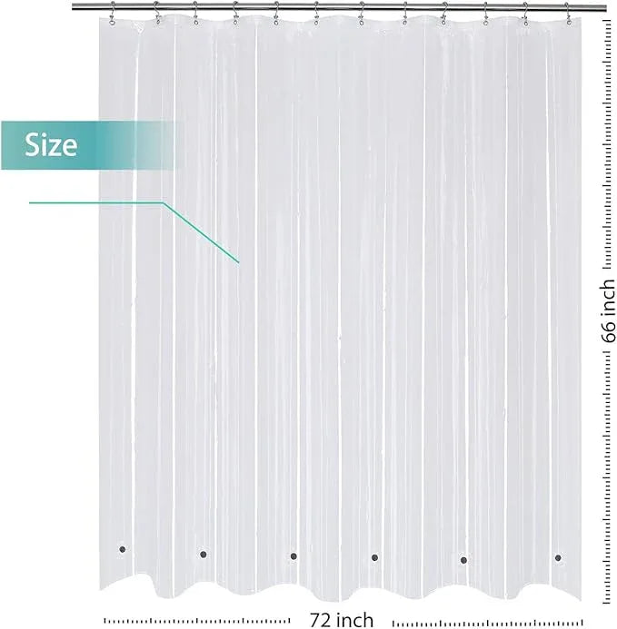Mrs Awesome Short Shower Curtain Liner with 6 Magnets 72 x 66 inch Clear Thick PEVA Waterproof Plastic Shower Curtain 72x66, Clear - ModernBath